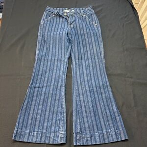 Rock & Roll Cowgirl Blue Striped Flare Jeans